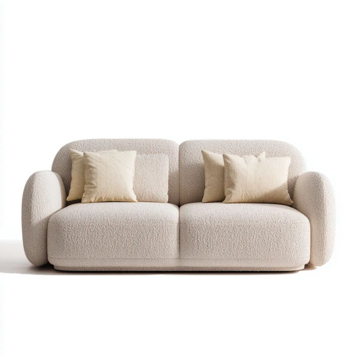 Kremowa sofa 3-osobowa z dzianiny bouclé 220 x 95 x 75 cm